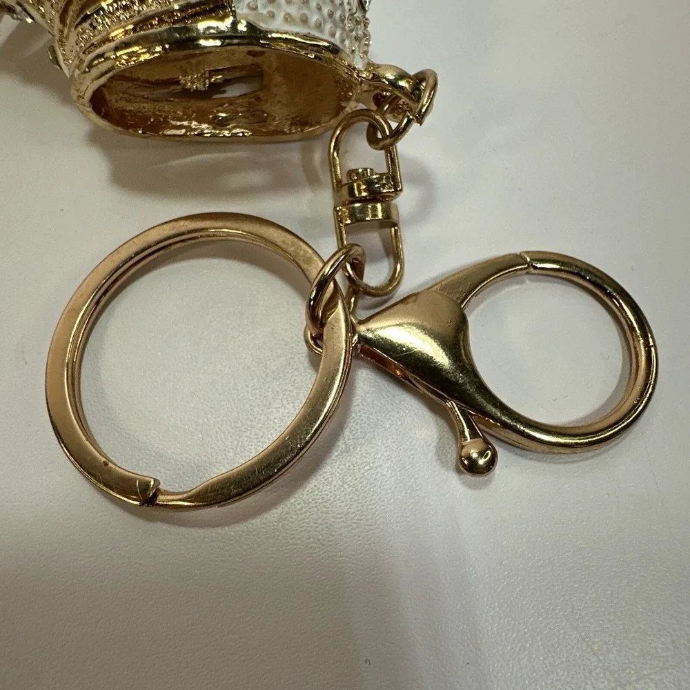 New Gold Key Ring Crystal Gladiator High Heel Women's Shoe Purse Clip